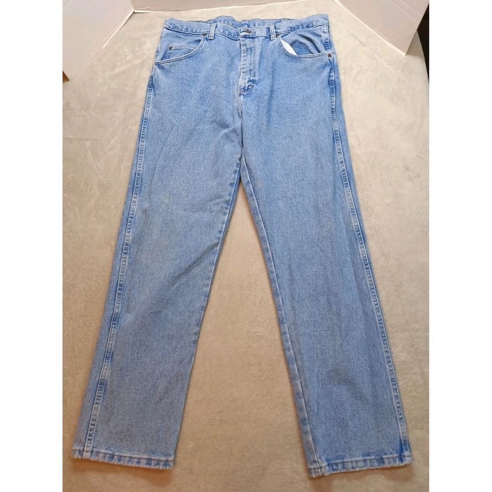 Wrangler Rugged Wear Denim Jeans Men's Straight Leg Blue 38X32 Fits 36×31 Cowboy